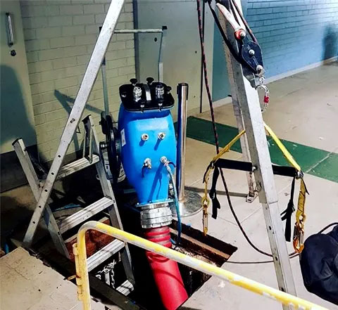 A pipe in the process of relining