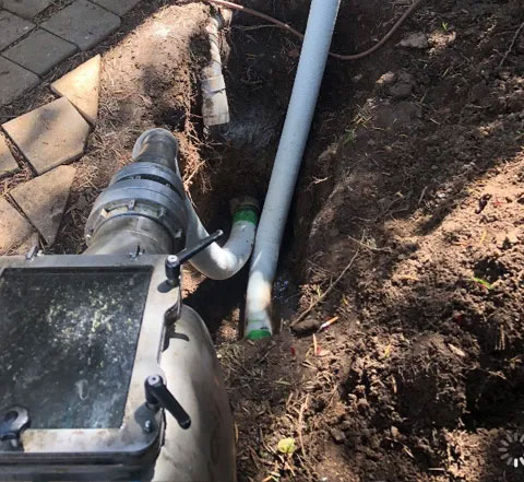 A pipe in the process of relining
